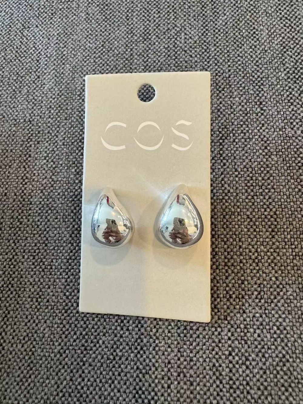 COS Silver Teardrop Stud Earrings